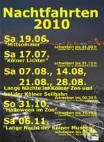 Ansicht des Flyers der Nachtfahrten 2010