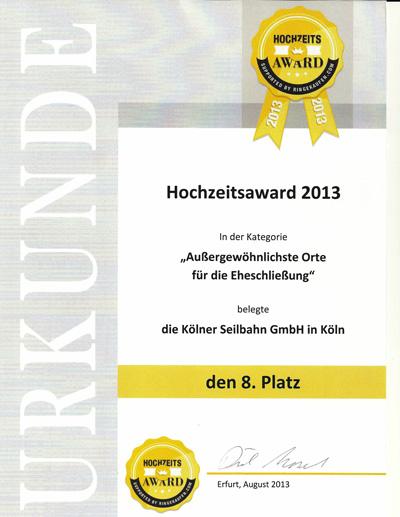 Hochzeitsaward Urkunde